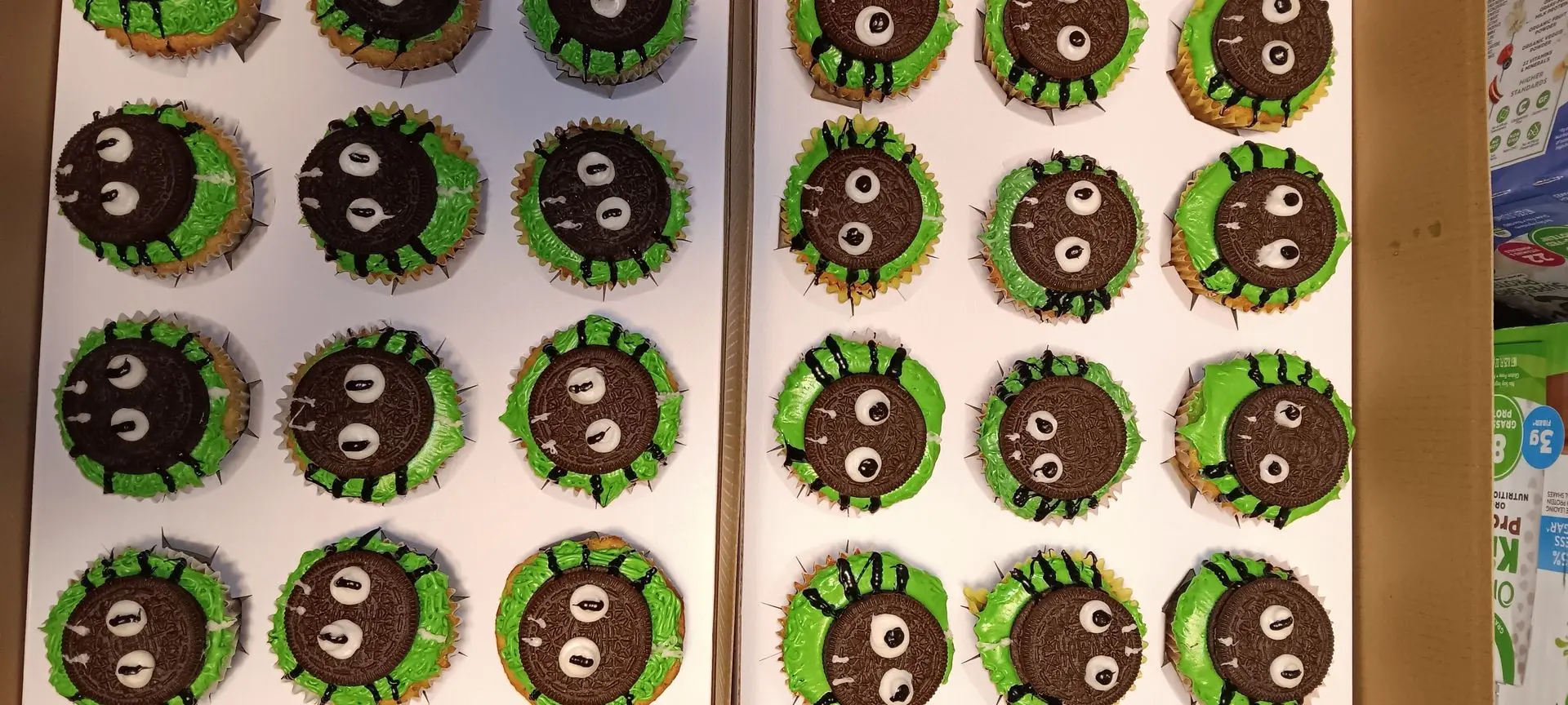 French vanilla and oreo cupcakes with oreo frosting and oreo spiders